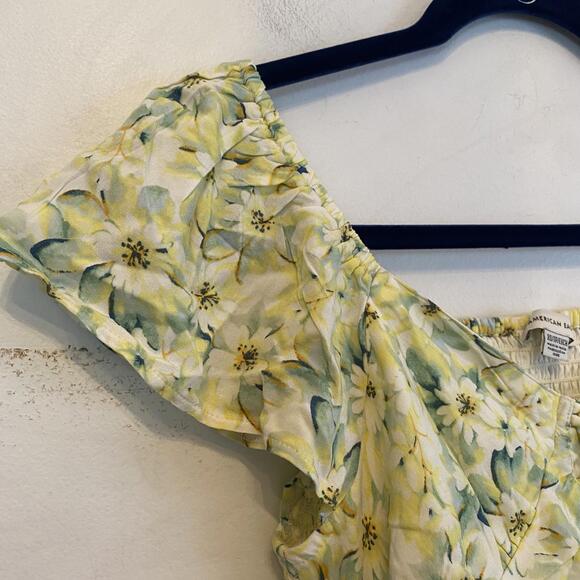 AMERICAN EAGLE green yellow white floral crop top sz XS - Picture 5 of 5